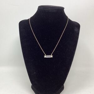 Gold Plated Sterling Silver 925 Crystal Bar Pendant Necklace
